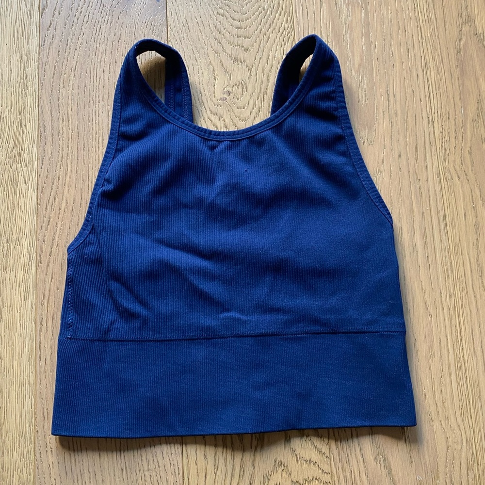 Blue fitted top sports bra - XS